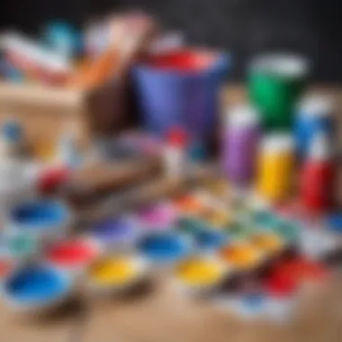 Colorful painting materials set for artistic development.