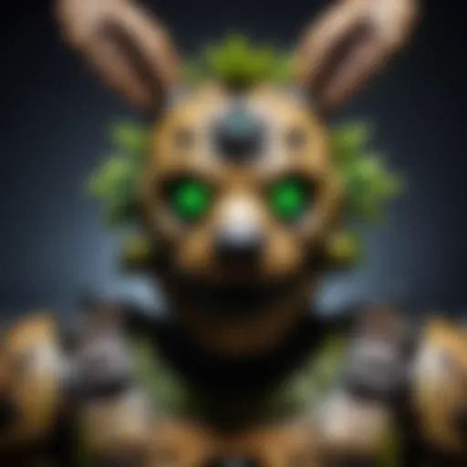 A detailed view of the Springtrap costume showcasing its intricate design and features.