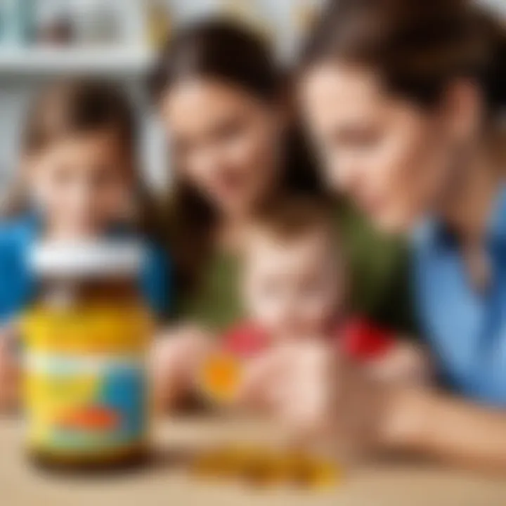 Parents reading labels on fish oil products