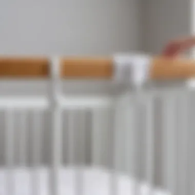 Close-up of a canopy holder securely attached to a crib