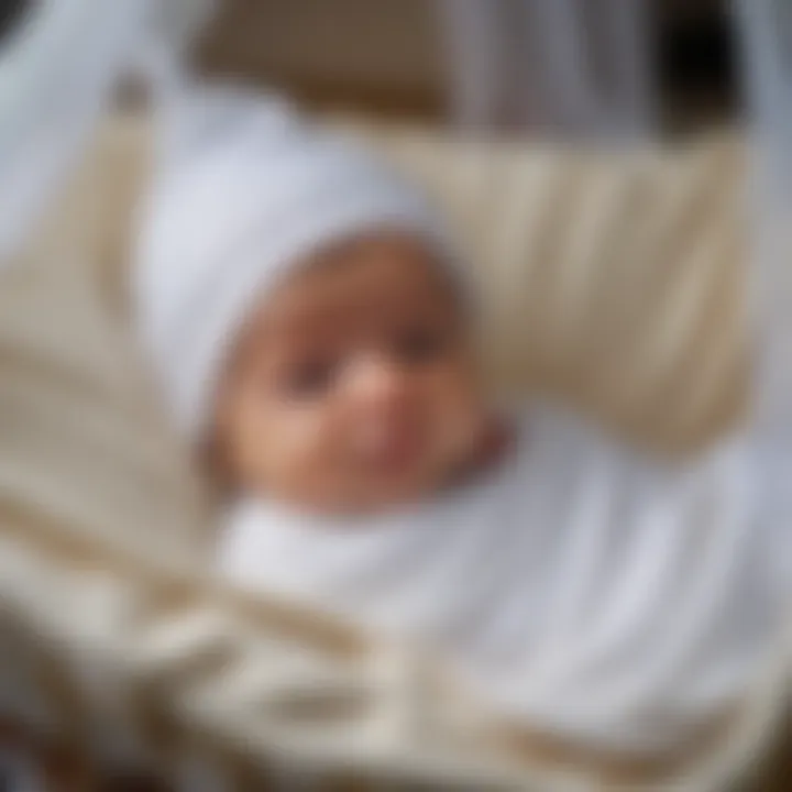 Infant peacefully sleeping under a canopy