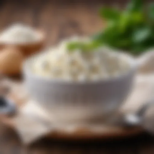 Cottage cheese in a bowl with a spoon, ideal for infants