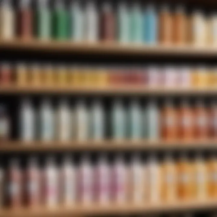 A diverse range of hair conditioners displayed on a shelf