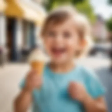 Happy child enjoying ice cream on a sunny day