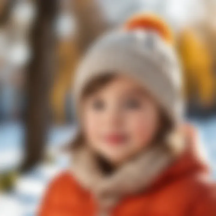 Child wearing a cozy winter hat outdoors