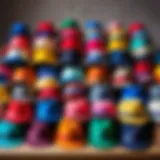 Colorful kids hats displayed on a table