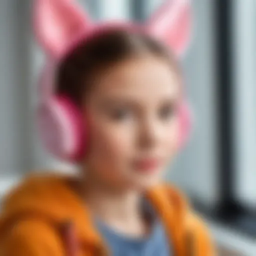 Stylish headphones with ears designed for kids