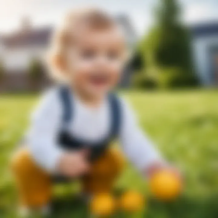 Happy toddler playing outdoors, showcasing vitality and health