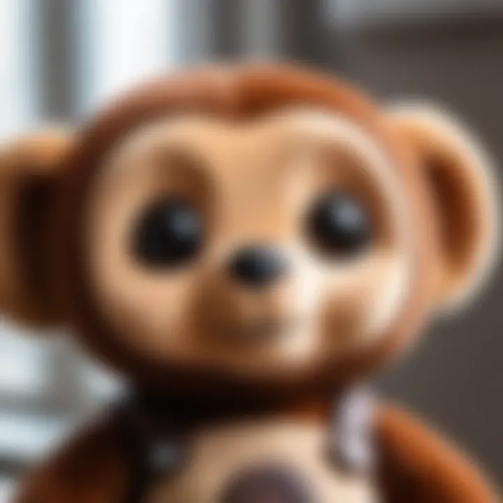 A close-up of a high-quality Cheburashka plush toy showcasing its features.