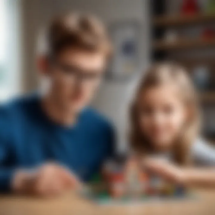 Children and adults building together with LEGO bricks