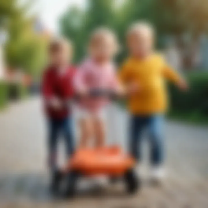 Children using walkers in a playful environment