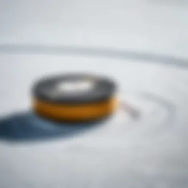 A hockey puck in action on the ice, demonstrating its performance.