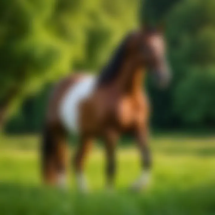 A majestic horse standing tall in a lush green pasture