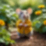 Charming mouse exploring a bright garden