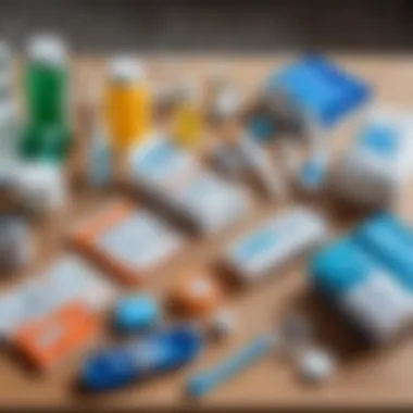 Essential medical products for children arranged on a table