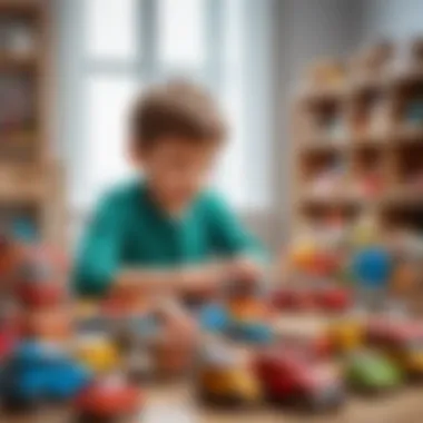 A serene childhood scene depicting toy selection