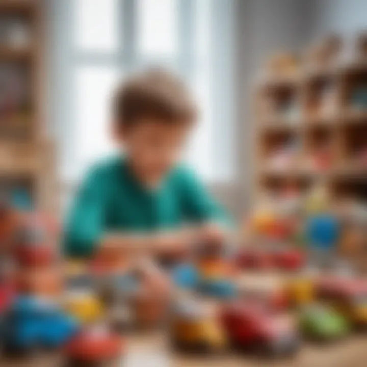 A serene childhood scene depicting toy selection