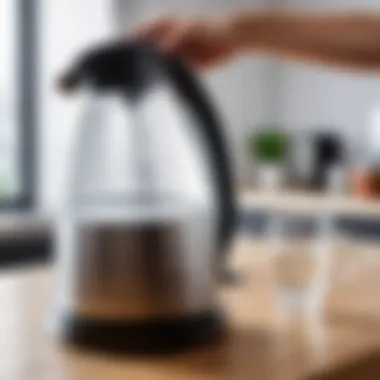 Water being poured into an electric kettle