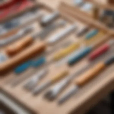 Tools laid out for dollhouse assembly