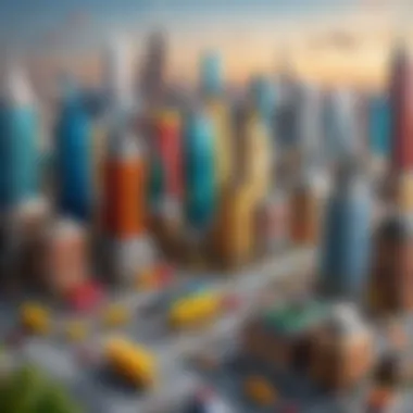 Vibrant Lego City Skyline A vibrant Lego city skyline showcasing creativity and imagination