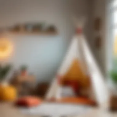 Colorful children's wigwam set up in a cozy corner