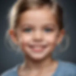 A child smiling with newly pierced ears, showcasing delicate earrings.