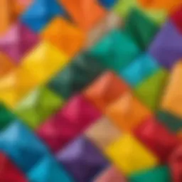 A collection of colorful origami paper sheets ready for crafting a paper turtle