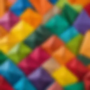 A collection of colorful origami paper sheets ready for crafting a paper turtle