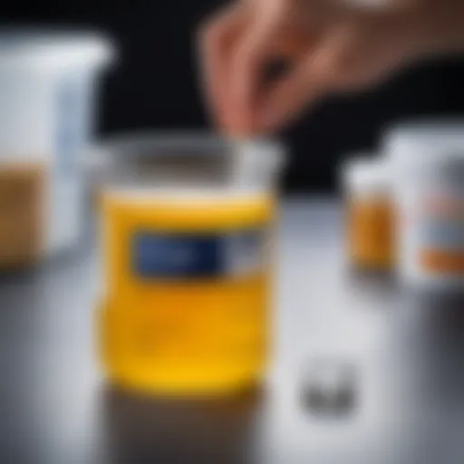 Furacilin solution in a measuring container