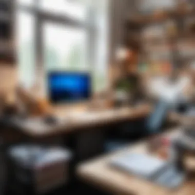 An Artist's Creative Workspace An artist's workspace filled with creative materials and inspiration.