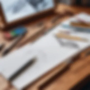 Essential Drawing Tools for Tail Illustration Artist showcasing different drawing tools