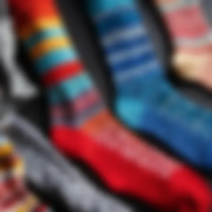 Close-up of sock patterns and designs