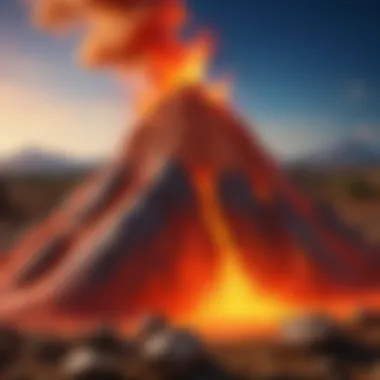 Brightly colored clay volcano with eruption effect