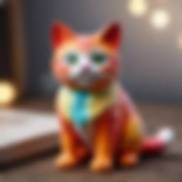 Colorful soft clay cat figurine