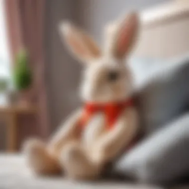 A plush bunny in its comforting environment A soft plush bunny in a cozy children's room