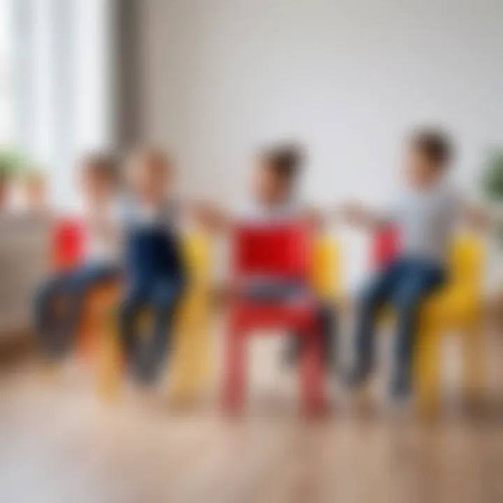 Playful children enjoying a game of musical chairs