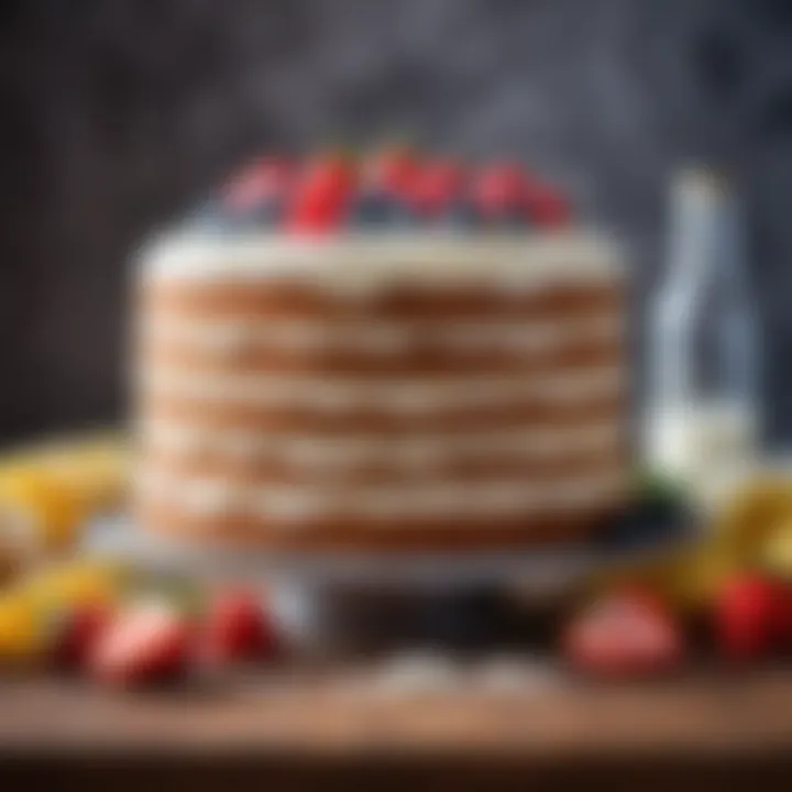 Ingredients arranged for a multi-layered cake.