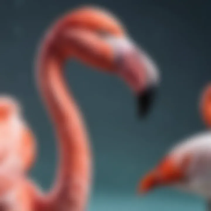 Finished realistic flamingo figure displayed creatively