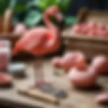 Tools necessary for creating a flamingo with clay