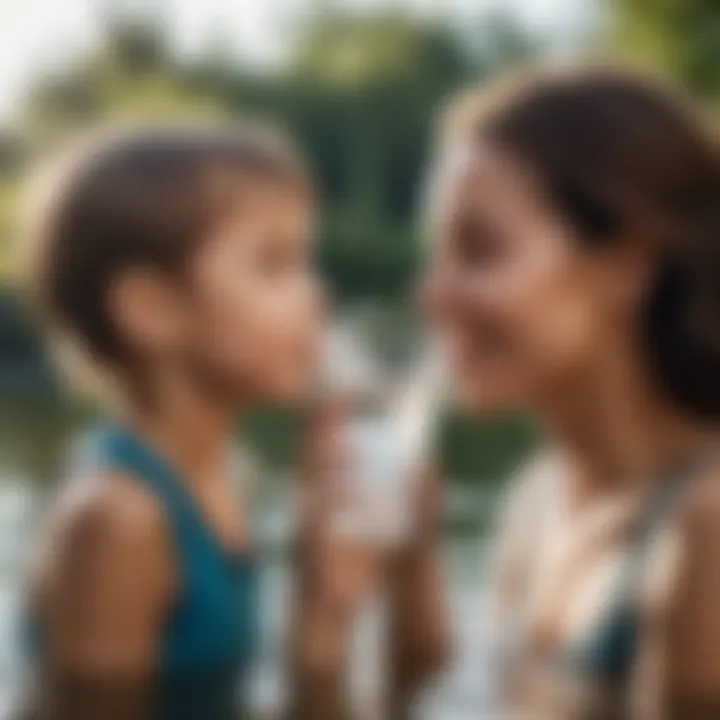 A parent and child enjoying water together