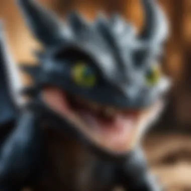 An artistic representation of Toothless, highlighting his unique traits.