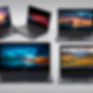 An array of laptop models emphasizing different features