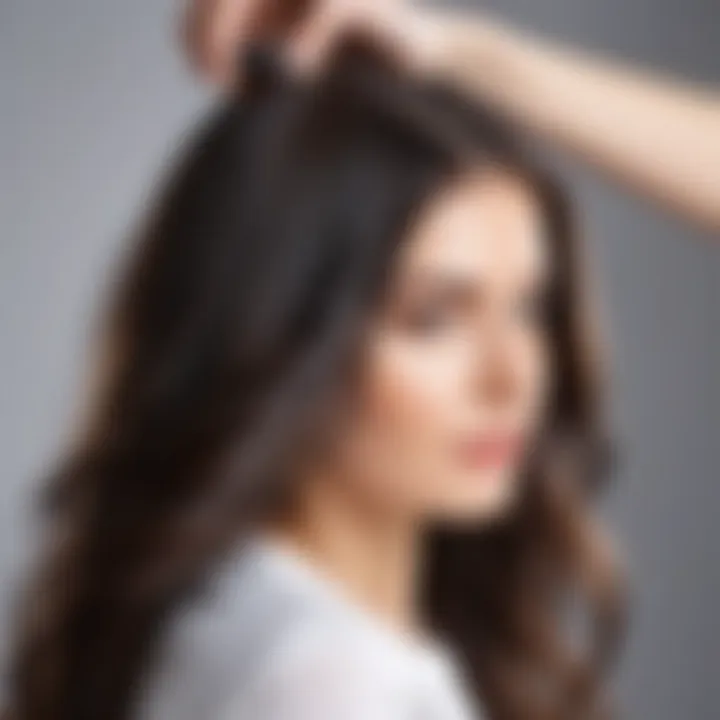 Application of magnesium oil onto hair strands