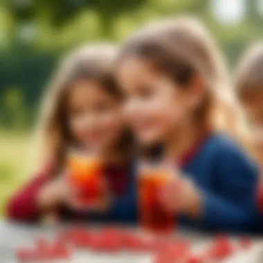 Children enjoying rosehip syrup in drinks