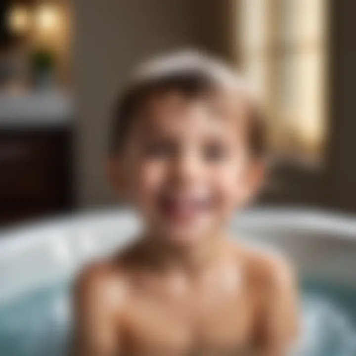 A joyful child enjoying bath time