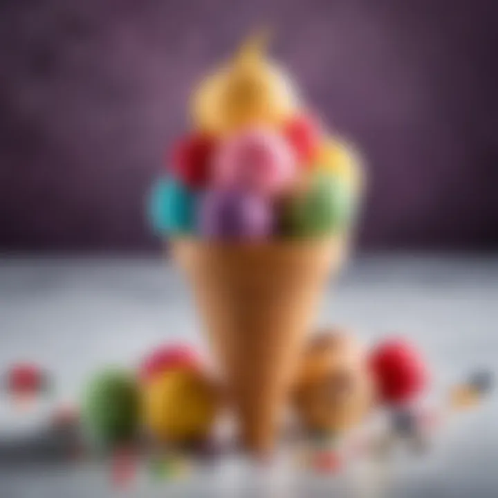 Delightful ice cream cone with colorful scoops