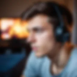 A person immersed in a video game, showcasing the psychological impact of gaming.