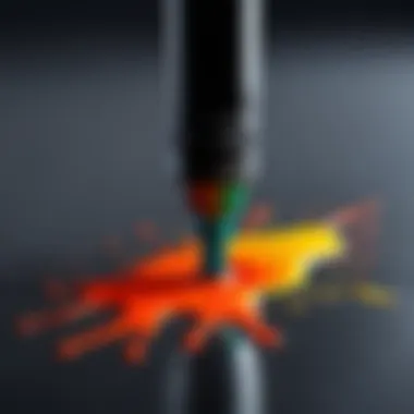 Illustration showing the internal structure of a paint marker.