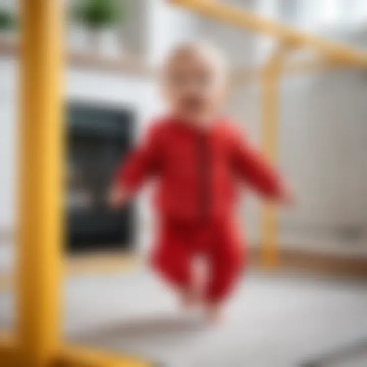 Playful baby enjoying a safe jumping experience