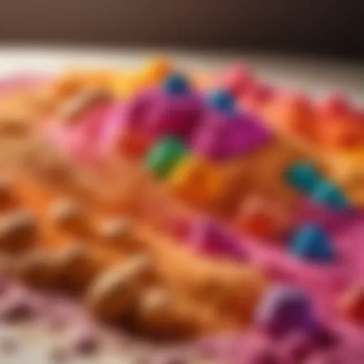 Colorful kinetic sand in a playful environment